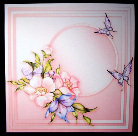 Pink Anemones on a Lace Fan - 8in x 8in Insert Plate by Dianne Jackson