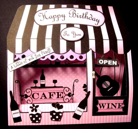 3D Le Tres Chic Wine Bar Window Pop Up Card Decoupage N Enve by Dianne Jackson
