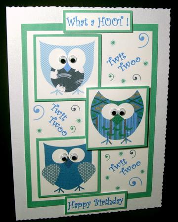 Three Squares Owls (green) by Dianne Jackson