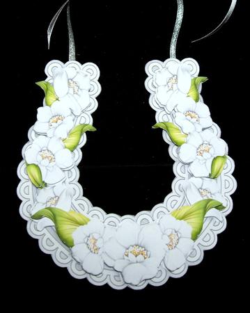 White Flowers Wedding Horseshoe Keepsake or Toppers by Dianne Jackson