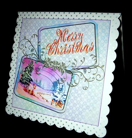 Pastel Pink Winter Merry Christmas with Oval Pyramid by Dianne Jackson