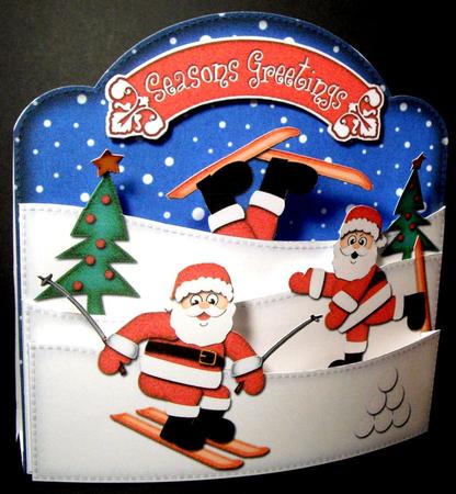 3D Xmas Skiing Santa Pop Out Card Kit by Dianne Jackson