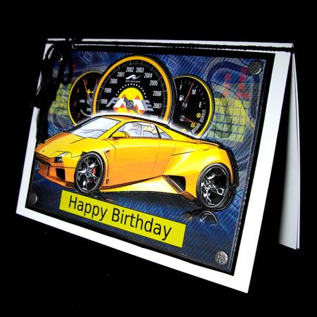 Happy Birthday Brother Lamborghini Embolado Yellow by Dianne Jackson