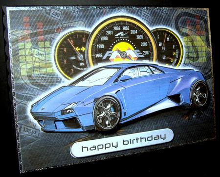 Happy Birthday Brother Lamborghini Embolado Blue by Dianne Jackson