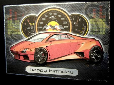 Happy Birthday Brother Lamborghini Embolado Red by Dianne Jackson