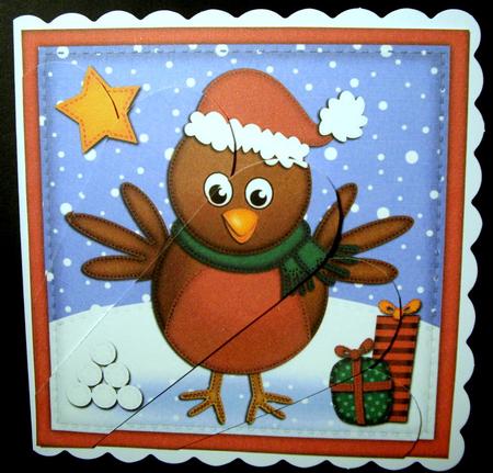 Xmas Robin Fan Pyramage Topper by Dianne Jackson