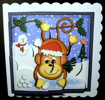 Xmas Chunky Monkey Shell Edged Corner Side Stacker by Dianne Jackson