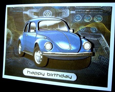 Happy Birthday Brother Volkswagen Beetle Classic Blue by Dianne Jackson
