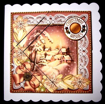Snowy Village Poinsettia 5in Triangle Spiral Stacker by Dianne Jackson