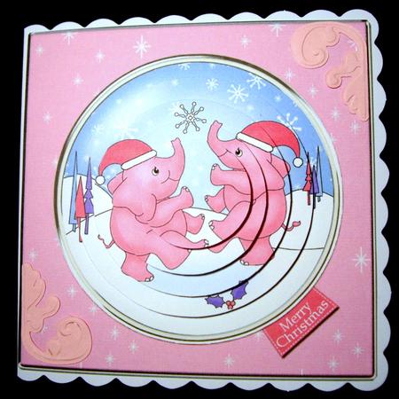 Cute Xmas Elephants Circle Pyramage Topper by Dianne Jackson