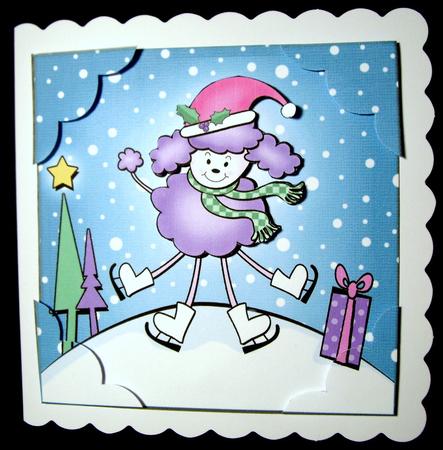 8 x 8 Cute Xmas Poodle Scalloped Corner Topper by Dianne Jackson