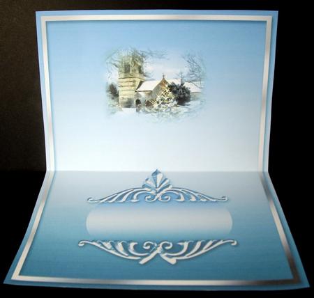 Christmas Snow Scene with Church and Pine Cones Match A5 Ins by Dianne Jackson