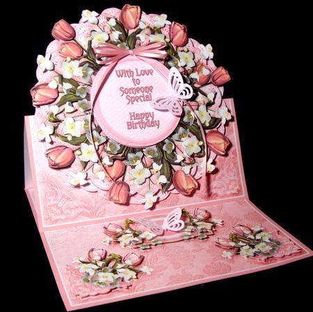 Springtime Pink Tulips - Extra Matching Sentiment Panels by Dianne Jackson