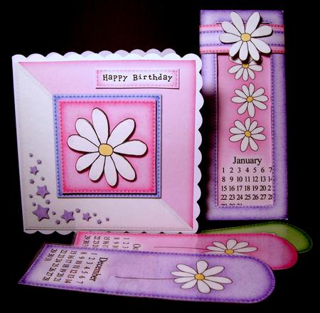Daisy Everlasting Calendar Bookmark Gift Set N Quick Card by Dianne Jackson