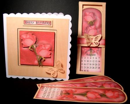 Roses Everlasting Calendar Bookmark Gift Set N Quick Card by Dianne Jackson