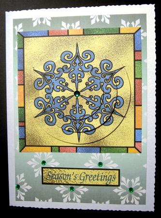 Stained Glass Christmas Snowflake Circular Pyramid Card by Dianne Jackson