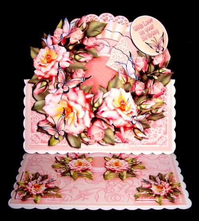 Vintage Pink Roses - Tunnel 8in x 8in Easel Kit by Dianne Jackson
