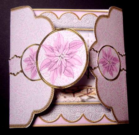 Pretty Snowscene Lilac Poinsettia 3D Scallop Wrap Card Kit by Dianne Jackson