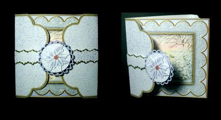 Snowscene Blue Poinsettia 3D Scallop Wrap Card Kit by Dianne Jackson