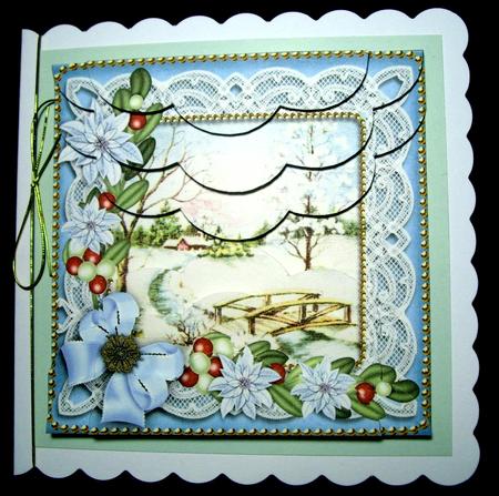 Pretty Snowscene Blue 5in Top and Bottom Scallop Stacker by Dianne Jackson