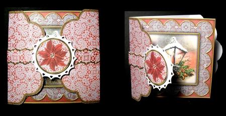 Christmas Lantern Red Poinsettia 3D Scallop Wrap Card Kit by Dianne Jackson