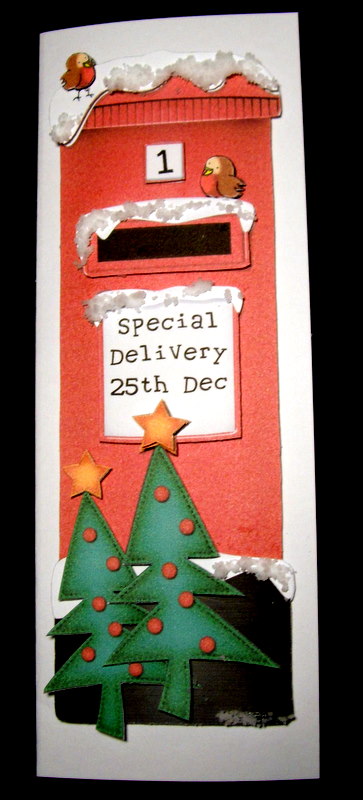 Large Dl Xmas Tree Postbox 3D Decoupage by Dianne Jackson