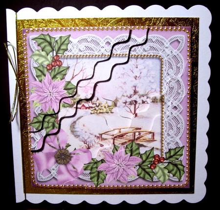 Pretty Snowscene Lilac Poinsettia 5in Wavy Triangle Stacker by Dianne Jackson