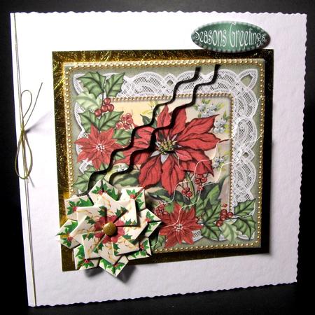 Red Green Poinsettia 5in Wavy Triangle Stacker by Dianne Jackson