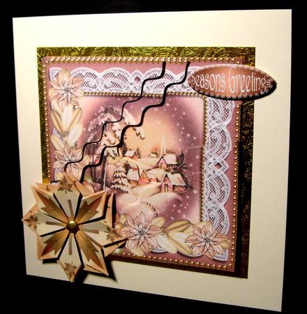 Snowy Village Poinsettia 5in Wavy Triangle Stacker by Dianne Jackson