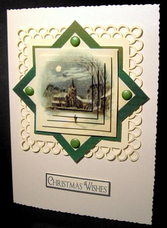 Vintage Winter Church Pyramid by Dianne Jackson