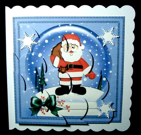 Xmas Santa Snowglobe Shell Edged Stacker by Dianne Jackson
