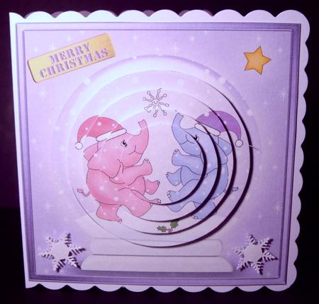 Xmas Elephants Snowglobe Circle Pyramage Topper by Dianne Jackson