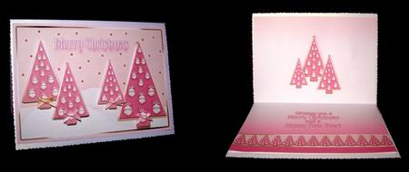 Pink Contemporary Christmas Trees Matching A5 Insert (tent) by Dianne Jackson