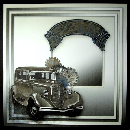Steampunk Khaki Vintage Car Matching 8in x 8in Insert Plate by Dianne Jackson