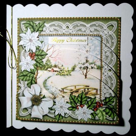 Pretty Snowscene Green Poinsettia 5in Round Bottom Stacker by Dianne Jackson
