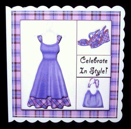 Frocking It 5x5 Decoupage in Purple by Dianne Jackson