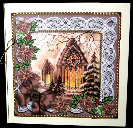 Church Window Poinsettia 8in Picture Topper by Dianne Jackson