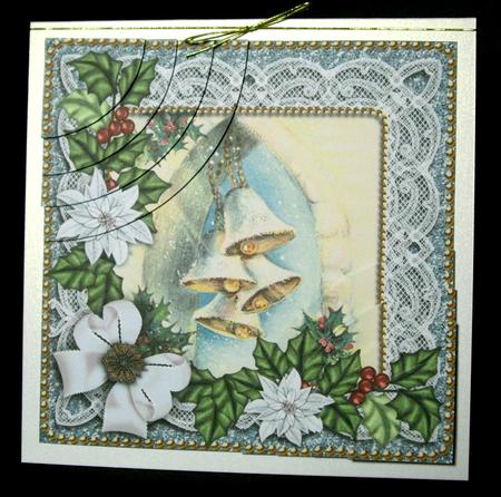 Snowbells Poinsettia 6in Duo Corner Stacker by Dianne Jackson