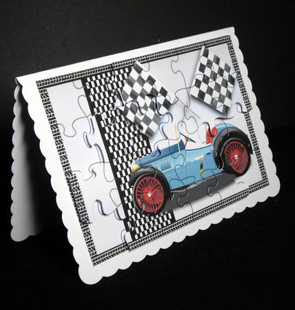 Old Vintage Racing Car Jigsaw Puzzle Quick Card Front by Dianne Jackson