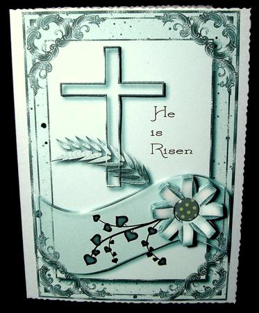 He is Risen Card Front & Stand in Aqua by Dianne Jackson