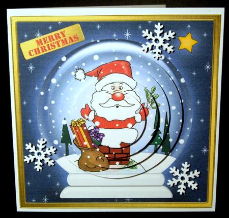 Xmas Santa Got Stuck Snowglobe Circle Pyramage Topper by Dianne Jackson