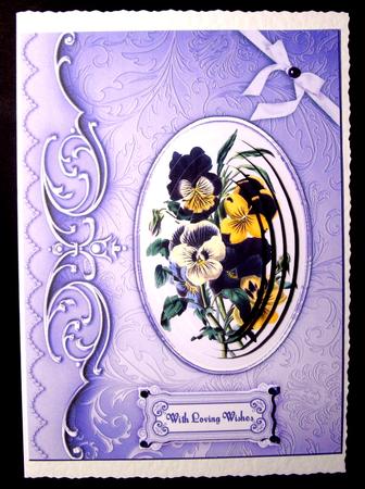 Perfect Pansies Pyramid Card Front by Dianne Jackson