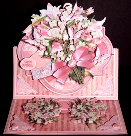 Pink Lilies - 8in x 8in Easel Card by Dianne Jackson