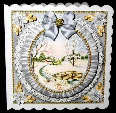 Pretty Snowscene Grey Cream Ruffle Decoupage Step by Step by Dianne Jackson
