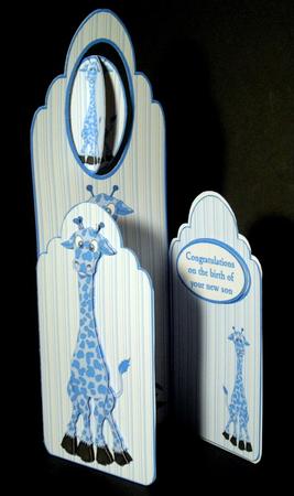 Scalloped Tall Wing Card - Blue Giraffe by Dianne Jackson