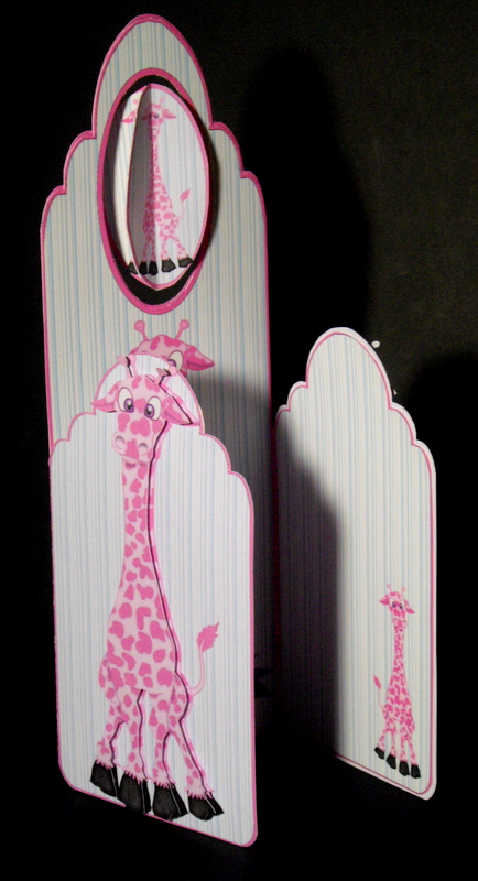 Scalloped Tall Wing Card - Pink Giraffe by Dianne Jackson