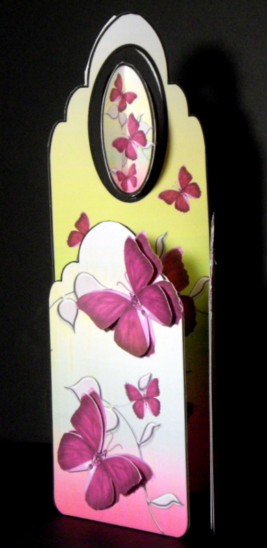 Scalloped Tall Wing Card - Gem Butterflies on Silver by Dianne Jackson