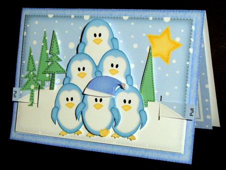 3D Xmas Penguins Animated Moveable Decoupage Card Kit by Dianne Jackson