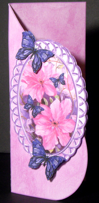 Over the Edge Teardrop Cerise Clematis with Butterflies by Dianne Jackson