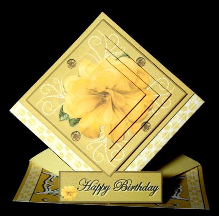 3D Spring Card with Envelope and Gift Box in Gold by Dianne Jackson
